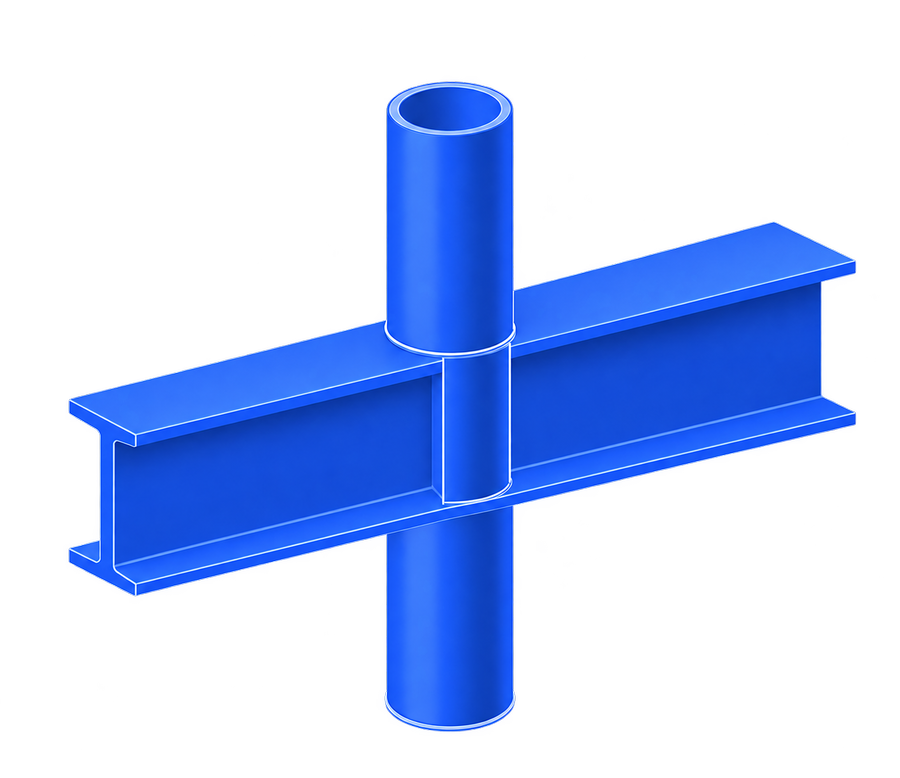 A pipe running through a steel beam